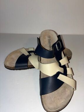 Bjorndal, Cream and Blue Sandals, Size EU 42 / US 11 - 11.5